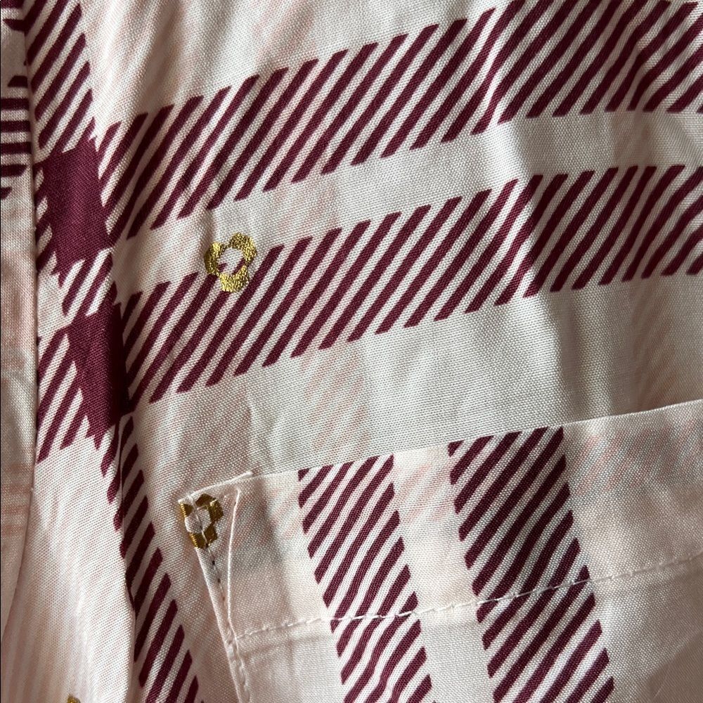 Harve Benard Pink and Burgundy Plaid Tie-Front Top - Picture 5 of 6